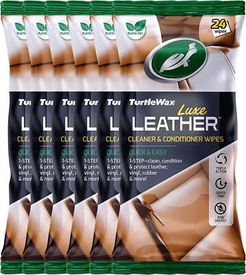 Turtle Wax Luxe Ledertücher Auto Innenraum Lederreiniger schnell & einfach 6er Pack