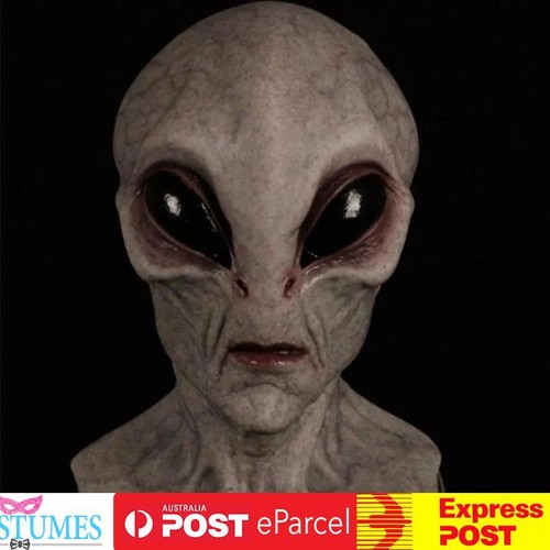 UFO Adult Overhead Halloween Mask Alien Full Head Scary Cosplay Costume - Picture 2 of 3