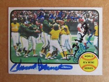 1973 TOPPS BASEBALL A'S CHAMPIONS #210 CARD SIGNED BY 5 CAMPANERIS GREEN KUBIAK