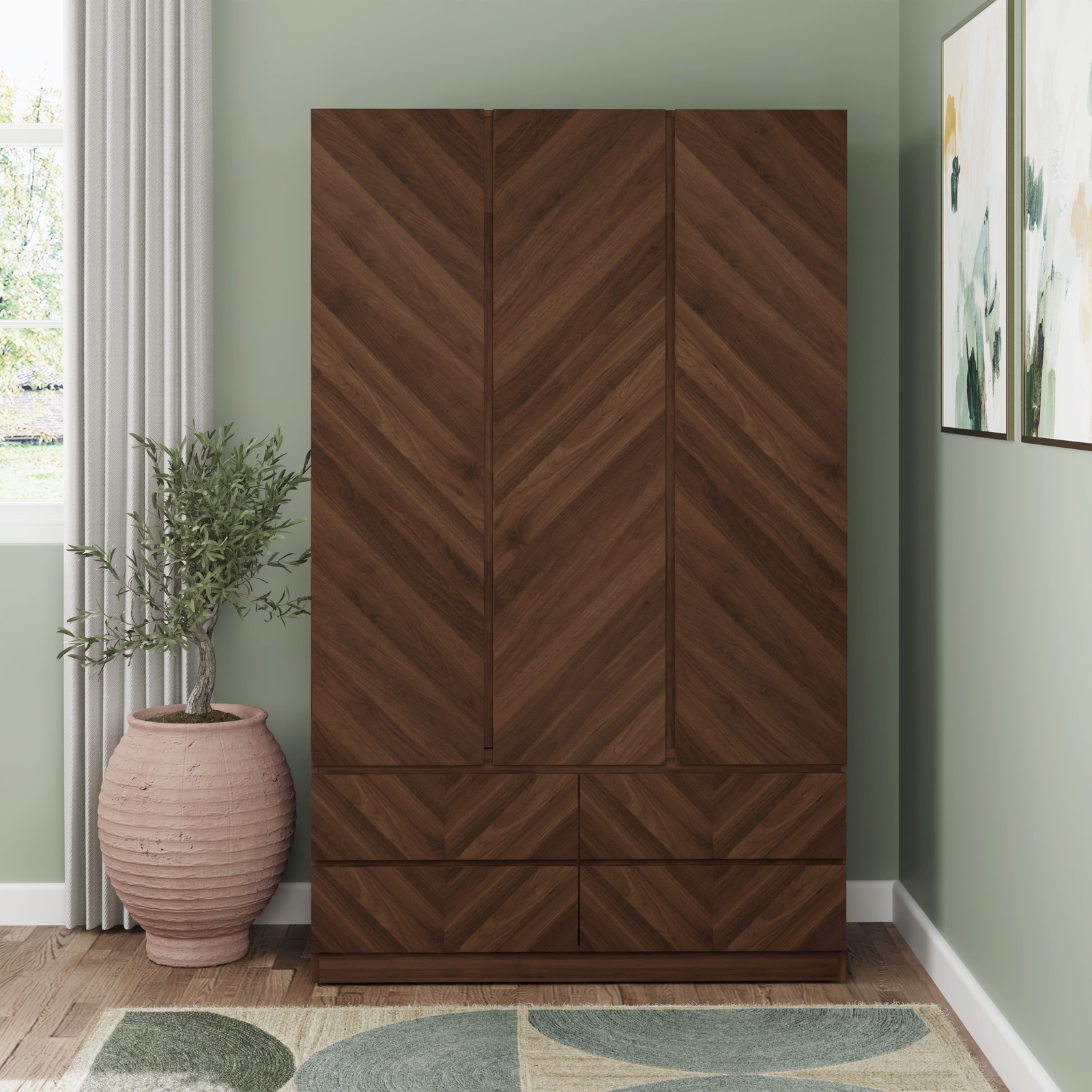 Gfw Catania 3 Door 4 Drawer Wardrobe - Royal Walnut - Image 2