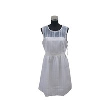 NWT CALVIN KLEIN White Sleeveless Dress w/ Sheer Textured Overlay Sz 10