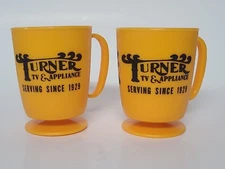 2 Vintage 1979 Turner TV & Appliance GE Zenith Whirley Ind Travel Mugs Warren PA