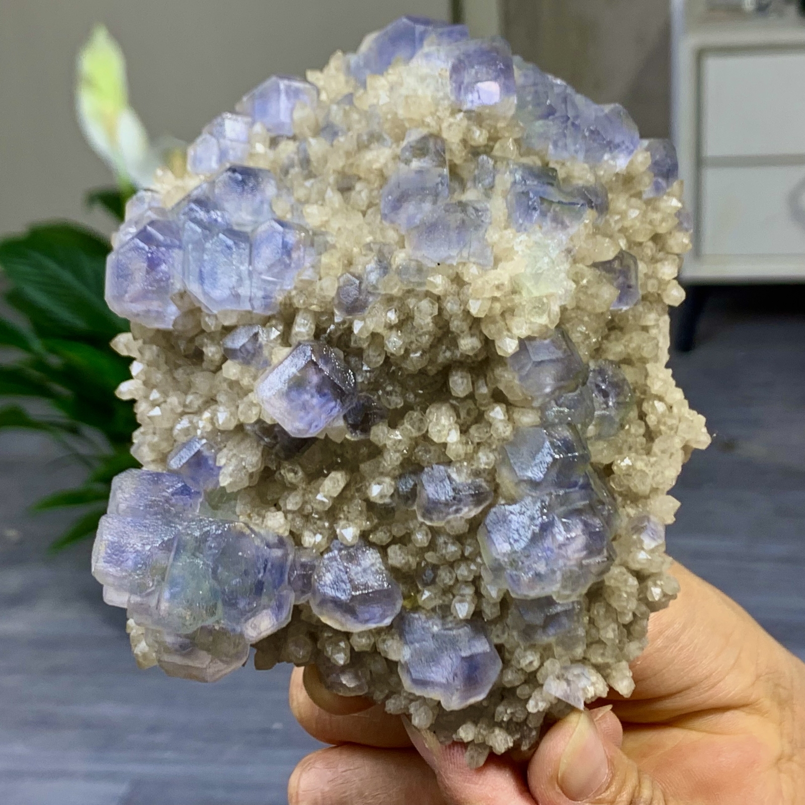 1.53LB Rare Transparent Purple Cubic Fluorite Crystal Specimen from China