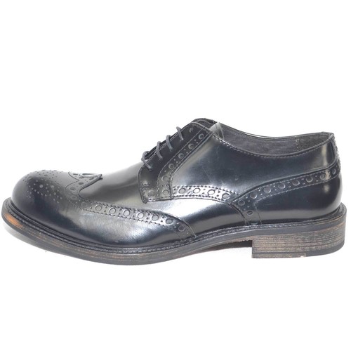 Scarpe uomo stringate vintage lucide abrasivato nero vera pelle fondo cuoio  made | eBay
