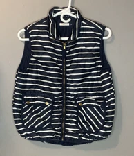 San Joy  Black and White Stripped Puffer Vest Women's Size Medium