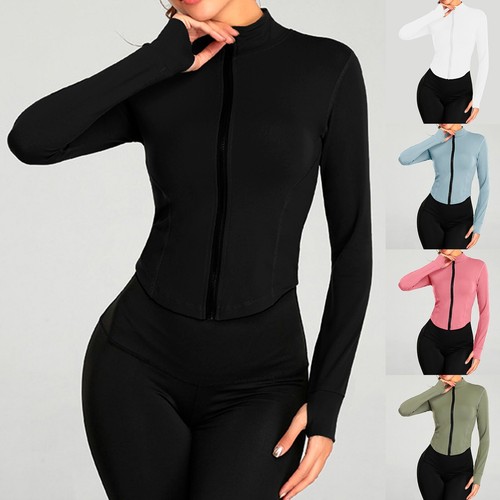 Women's Athletic Full Zip Lightweight Workout Jacket Yoga Coat with Thumb Holes