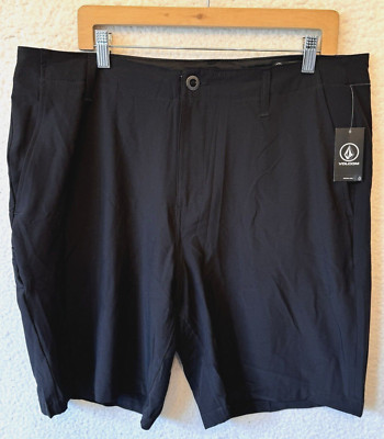 Volcom Shorts Mens 31 Kerosene Hybrid Flat Front Chino Inseam Black NWT NEW