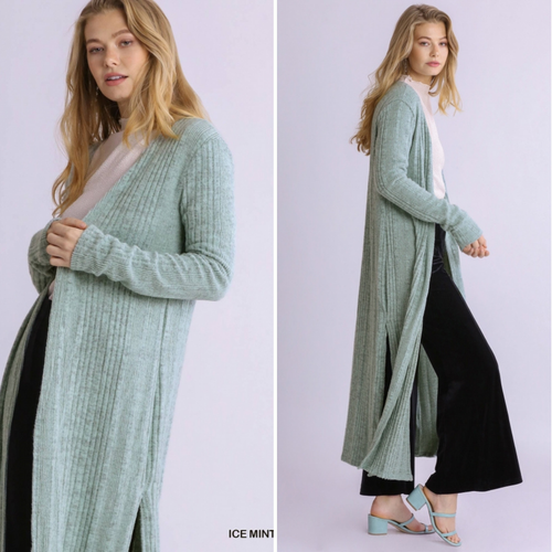 Umgee Ribbed Knit Longline Duster 