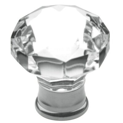Baldwin 4323.260 Flat Faceted Crystal Polished Chrome Cabinet Knob, 1-3/16''