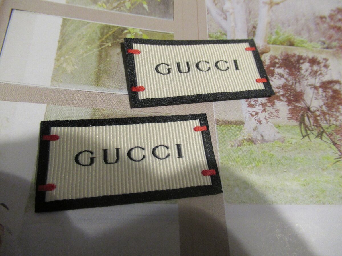 GUCCI 2 Clothing Designer Tag LABEL Replacement Sewing GUCCI 2 Clothing Designer Tag LABEL Replacement Sewing