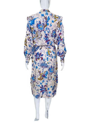 Isabel Marant Etoile Femmes Okleya Floral Manches Longues Imprimé Midi Robe S 34 - Photo 15 sur 21