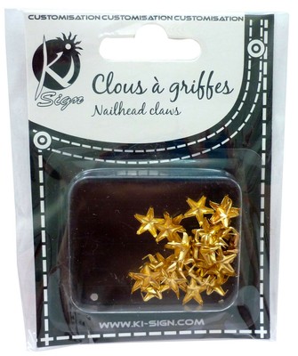 Clous Rivets à Griffes étoile Dorés - Diamètre 10 Mm - Lot De 30 Pièces - Pour Décoration, Sellerie