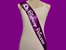 Disney Font Birthday Princess Sash With Glitter Vinyl Wording Many Color Choices