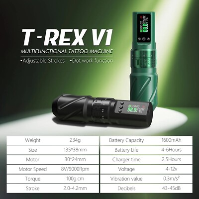 Tattoo Kit T-Rex Cordless Tattoo Kit Permanent Makeup Tattoo