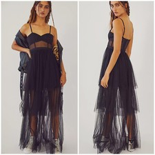 Free People X Fame and Partners Francise Corset Tiered Gown Black Noir