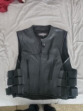 Street  Steel Genuine Leather Motorcycle Vest Size 3X w/Concealed Carry Pocket