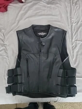 Street & Steel Genuine Leather Motorcycle Vest Size 3X w/Concealed Carry Pocket