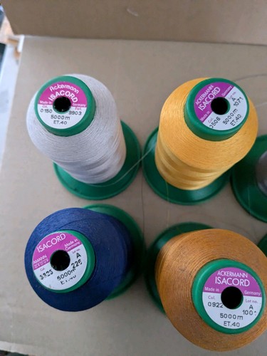 Lot Of 6 Isacord Embroidery Thread 3000-5000m Polyester - Picture 2 of 3
