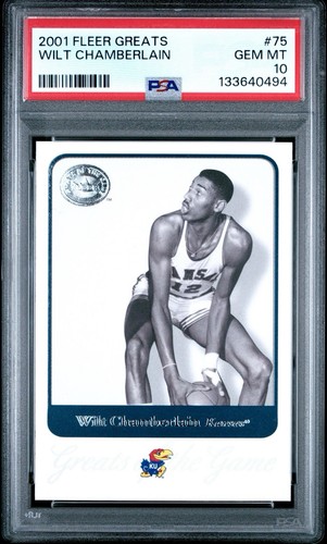 2001 Fleer Greats of the Game Wilt Chamberlain #75 Kansas Jayhawks PSA 10 GEM MT