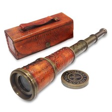 NauticalMart Brass Nautical Telescope 16 Inch Extendable Spyglass with Leathe...