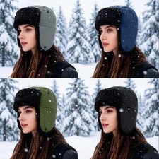 Outdoor Winter Ear Flap Hat Fur Aviator Thermal Warm Snow Ski Cap for Men Women