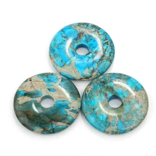 Blue Sea Sediment Jasper Donut Circle Pendant Size 40mm Sold Per Piece