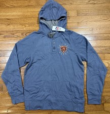 NEW Chicago Bears NFL Team Apparel 3-Button Pullover Hoodie Sweatshirt Men's M