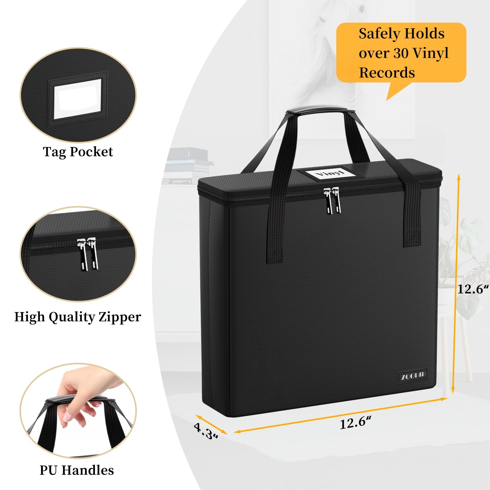 Fireproof Vinyl Record Storage BoxWater Resistant Small Record Storage Organi...