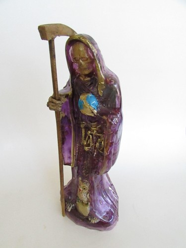 Santa Muerte Morada Transparente Curada / Holy Death Transparent Purple Fixed - Picture 9 of 11