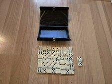 Altes Domino Spiel 25 Steine mit Etui Schachtel 