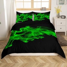Bedding Set Full Size Abstract Duvet Full No Comforter Ombre Green Black