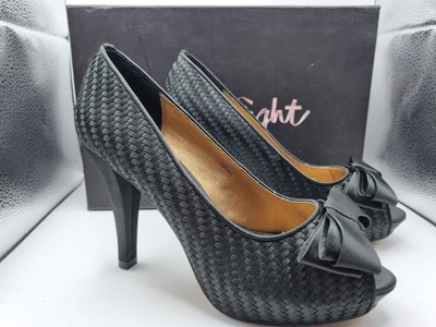 Phase Eight schwarzer Becky Weave Peeptoe Schuh mit verstecktem Plateau Größe 5