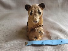 Lion And Cub Stone Critters Figurine Vintage Sc522 Baby Lioness Made in USA