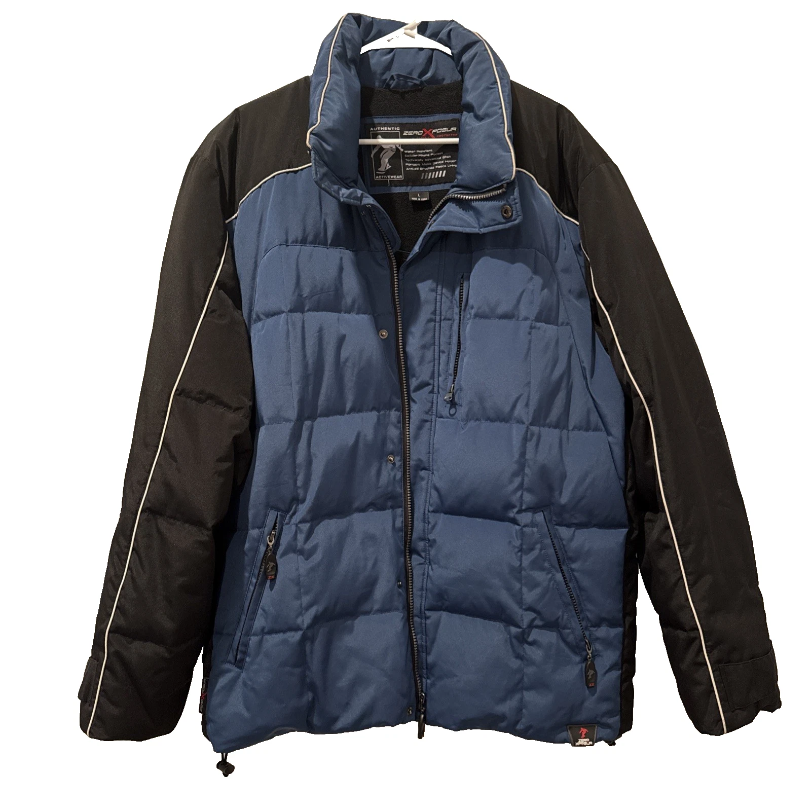 ZeroXposure Blue Black Mens Large Ski Snowboard Jacket Insulated Coat Winter Y2K