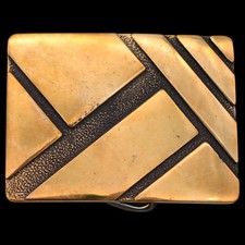Solid Brass Hippie Western Abstract 1970s Vintage Belt Buckle by BTS