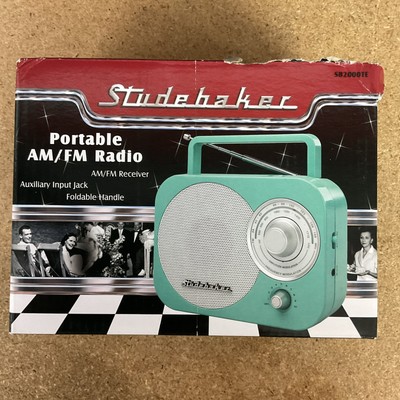 Studebaker SB2000TE Retro Portable AM/FM Radio - Speaker - Aux Input Teal New