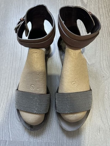 Women Brunello Cucinelli Heels Brown Leather 38.5