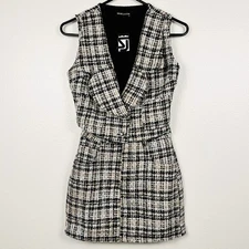 NWT Shane Justin Two-Piece Tweed Plaid Skirt Vest Suit Set XS