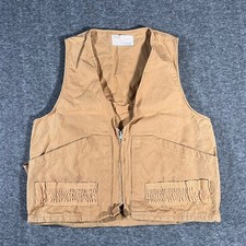 Vintage Sears Sports Center Ted Williams Hunting Vest Tan Canvas Talon Zip L/XL