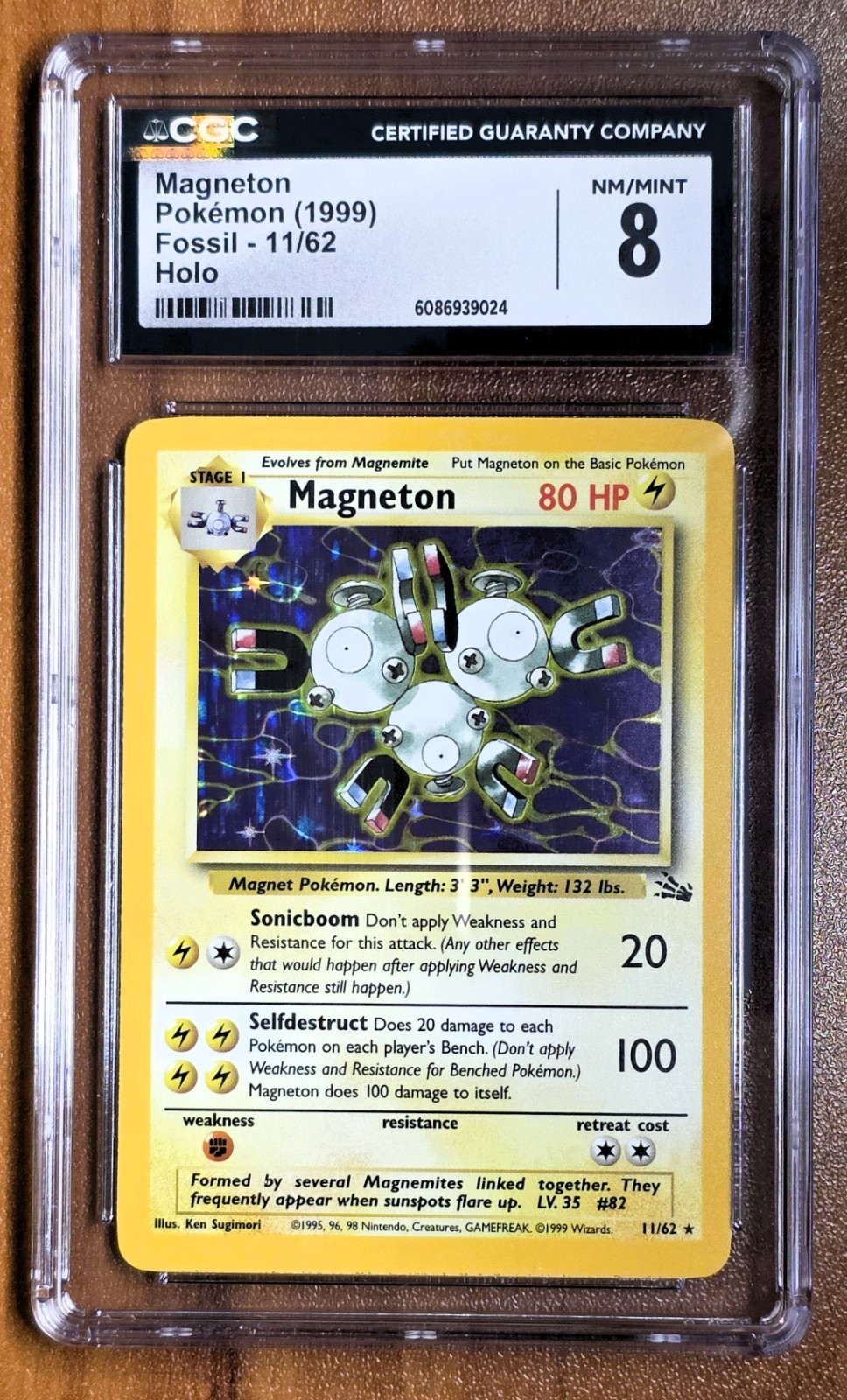 Magneton Fossil 11/62 Holo CGC 8 NM/Mint Pokemon Card