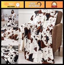 Cozy Cow Print Throw Blanket 50"x60" - Soft Plush Blanket for Couch, Bed Trave