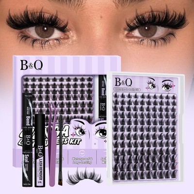 B&Q Manga Lash Clusters Kit DIY Eyelash Clusters at Home with 72H Waterproof ...
