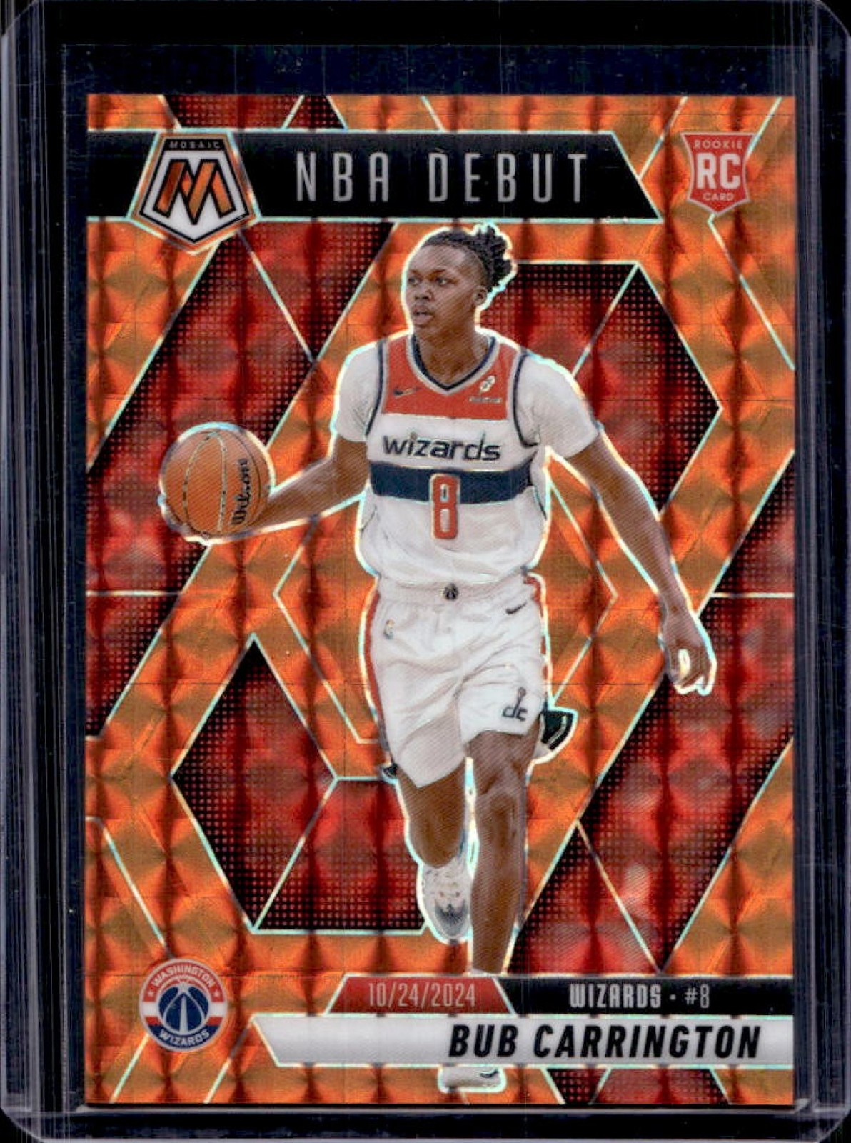2024-25 Mosaic Bub Carrington RC Orange Mosaic NBA Debut #/249 Wizards