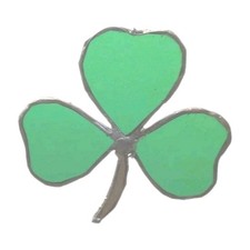 VTG Handmade Stained Glass Suncatcher Window Ornament Irish Clover 4  x4  