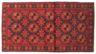 Belutsch Baluch Teppich 100x190 Handgeknüpft Schwarz Streifen Orientalisch - Bild 1 von 4