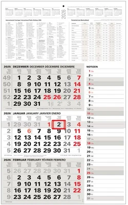 ANSCHÜTZ Kombi 3-Monatskalender 2026 großer Wandkalender für Büro Dreimonatskalender