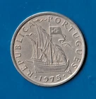Coin Portugal 5 Escudos 1975 Sailboat Ku/Ni VF