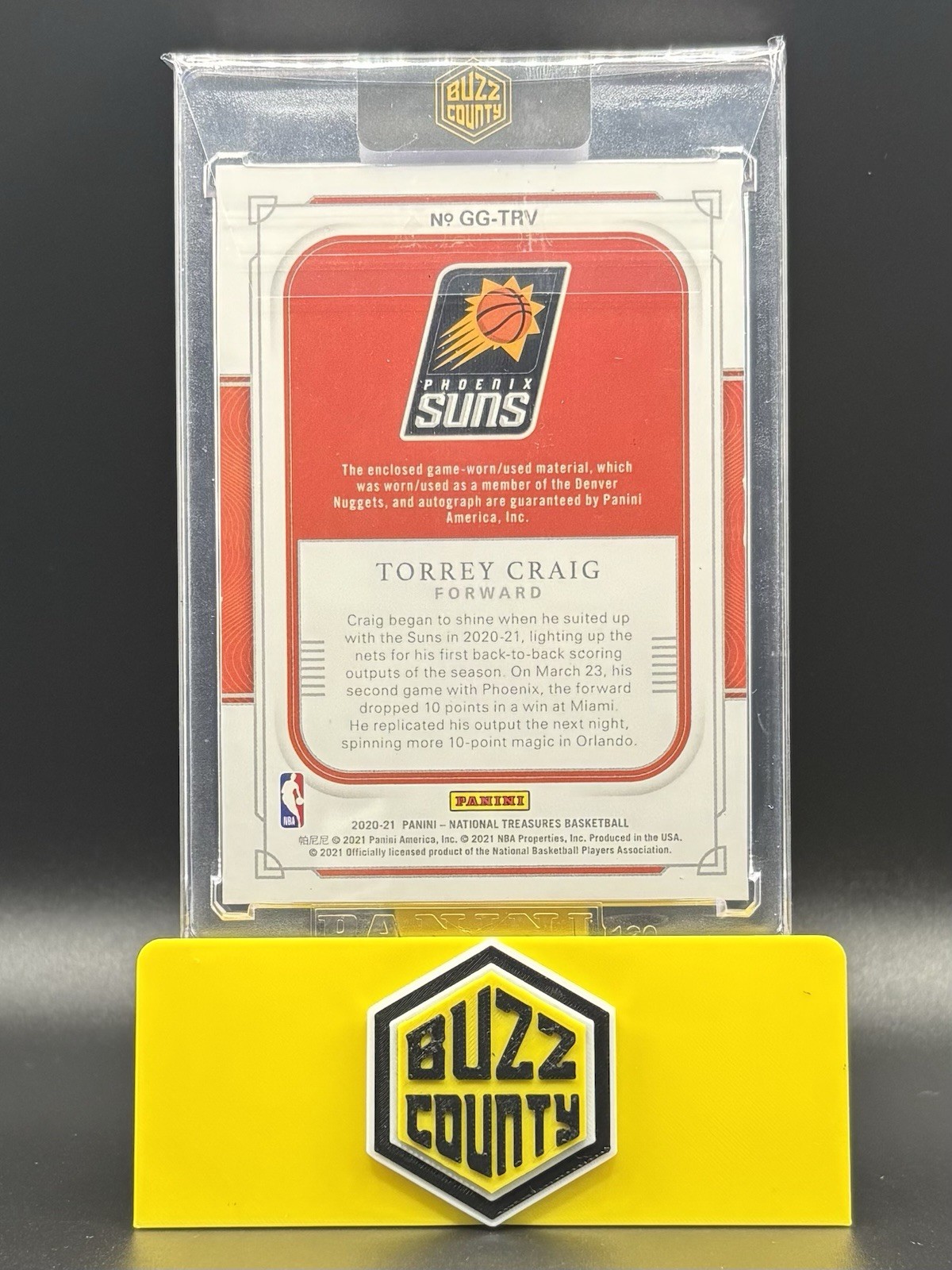 Torrey Craig 20-21 NT - Game Gear AUTO MEM Platinum Edition 1/1 NUGGETS SUNS NBA view 2