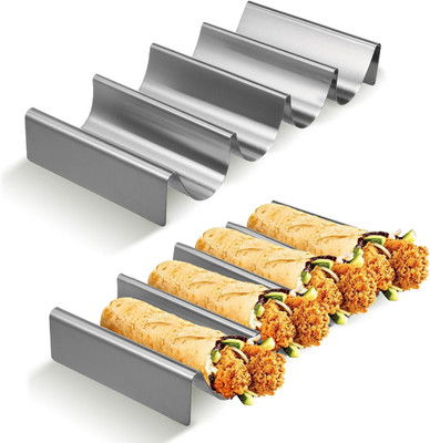 2 Stück Taco Halter - Hotdog Halter, Taco Ständer Edelstahl, Wellenform Brötchen