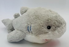 Nitori 11” Soft Gray & White Shark Toy Plush Open Mouth Cute Cuddly